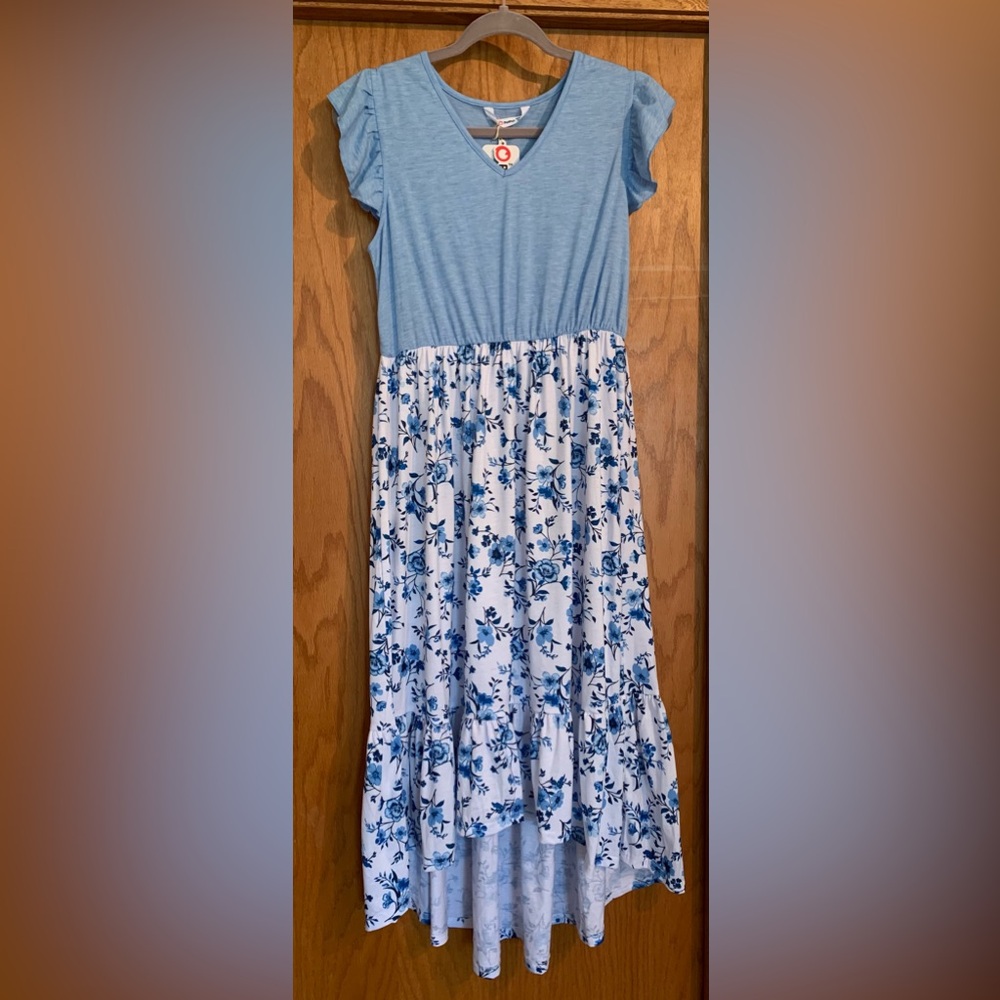 PatPat Blue Casual Sundress with Flutter Sleeves